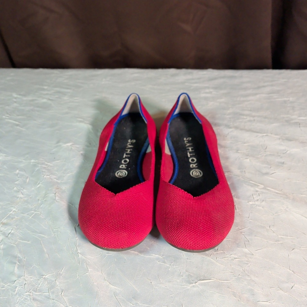 Rothy's The Flat Ballet Shoes Womens Size 9 Red Knit Round Toe Balletcore - Picture 2 of 9